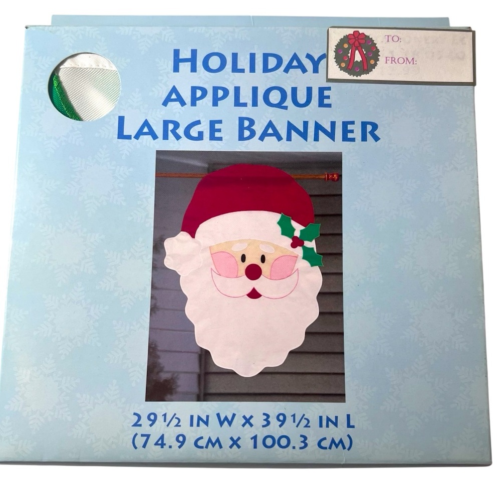 Vintage Large Holiday Flag/Banner Featuring a Festive Santa Claus. New with Tags